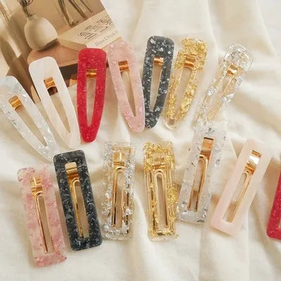 Women'S Simple Style Water Droplets Rectangle Arylic Sequins Hair Clip