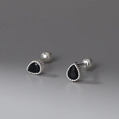 Simple Style Water Droplets Silver Plating Inlay Rhinestones Ear Studs 1 Pair