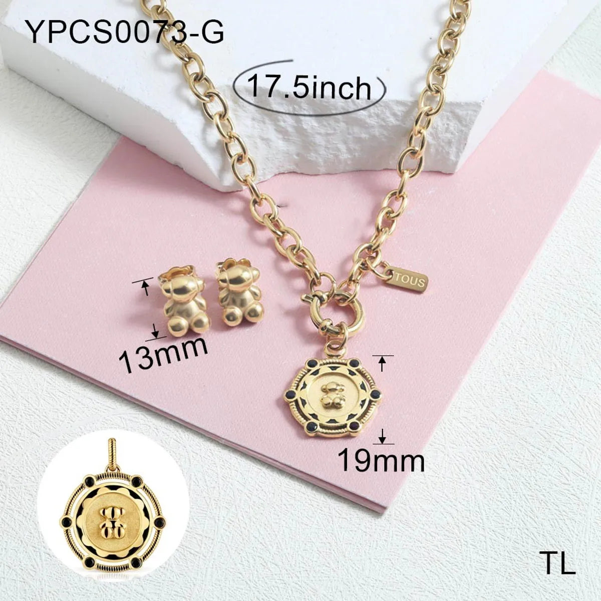 Wholesale Jewelry Simple Style Water Droplets 304 Stainless Steel Acrylic 18K Gold Plated Plating Inlay Jewelry Set