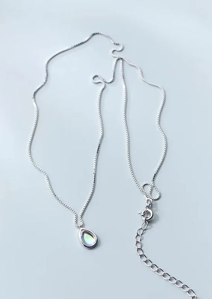 Simple Style Water Droplets Sterling Silver Inlay Gem Pendant Necklace