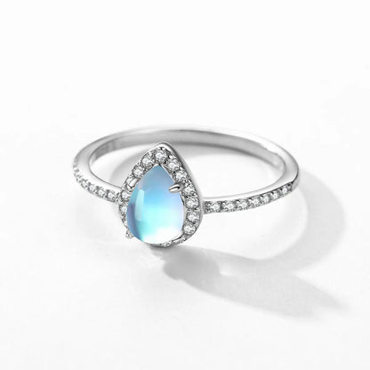 Simple Style Water Droplets Sterling Silver Inlay Moonstone Rings