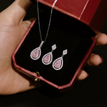 Simple Style Water Droplets Sterling Silver Inlay Zircon Women'S Jewelry Set