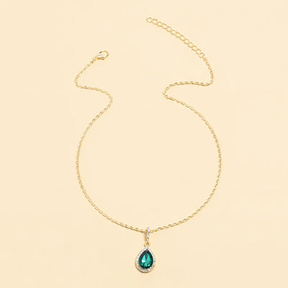 Simple Style Water Droplets Zircon Alloy Wholesale Pendant Necklace