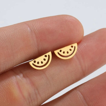 Simple Style Watermelon Plating 304 Stainless Steel No Inlaid 18K Gold Plated Ear Studs