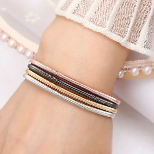 Simple Style Waves Solid Color Carbon Steel Unisex Bangle