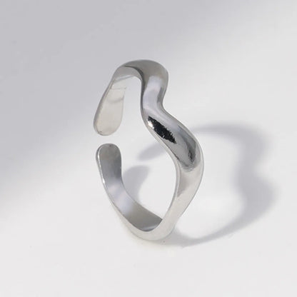 Simple Style Waves Stainless Steel Open Ring