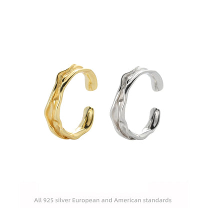 Simple Style Waves Sterling Silver Irregular Plating Gold Plated Rings