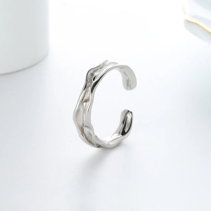 Simple Style Waves Sterling Silver Irregular Plating Gold Plated Rings