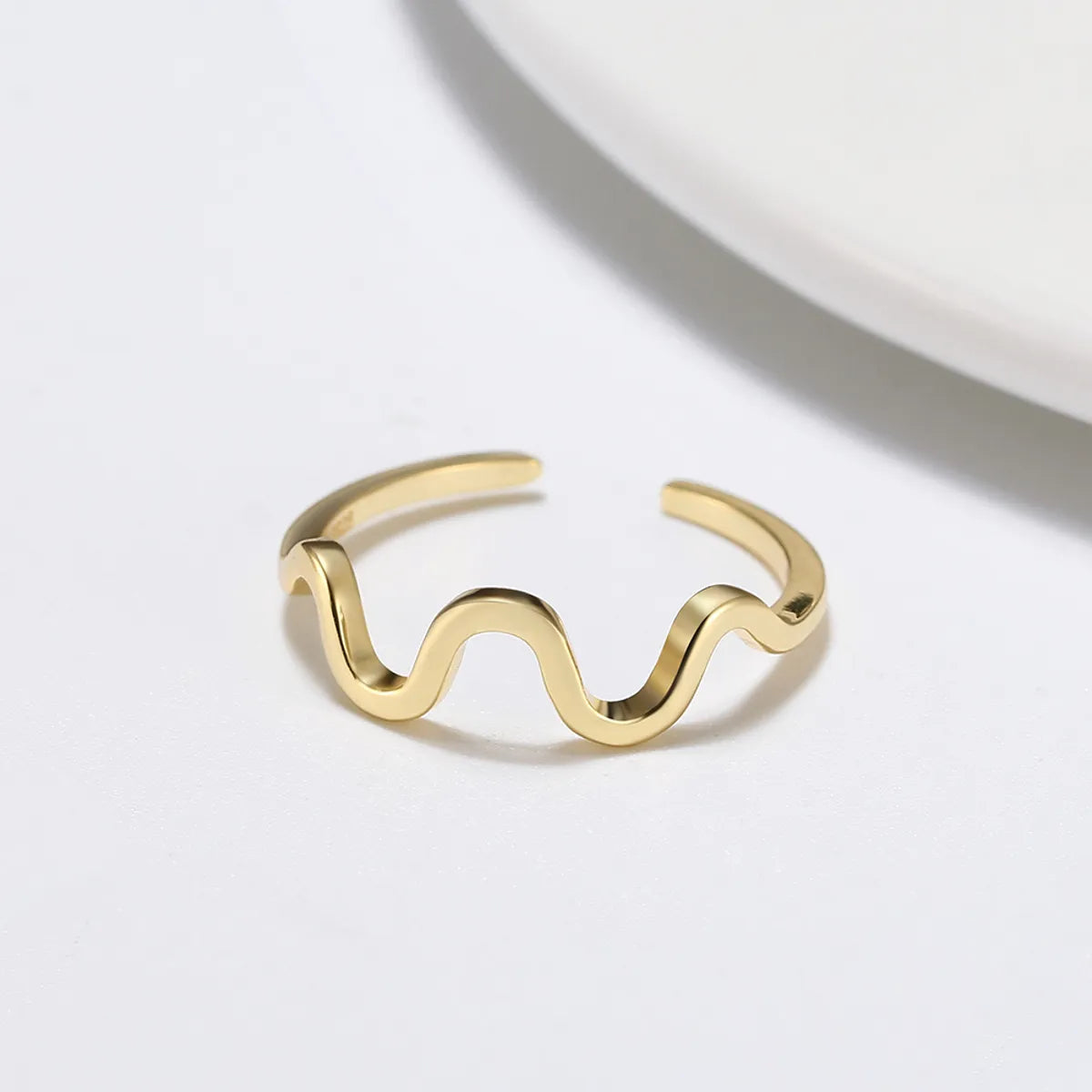 Simple Style Waves Sterling Silver Plating 14k Gold Plated White Gold Plated Open Rings