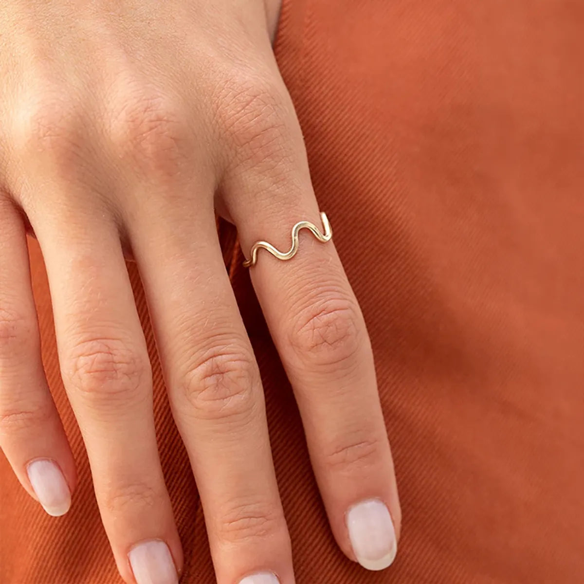 Simple Style Waves Sterling Silver Plating 14k Gold Plated White Gold Plated Open Rings