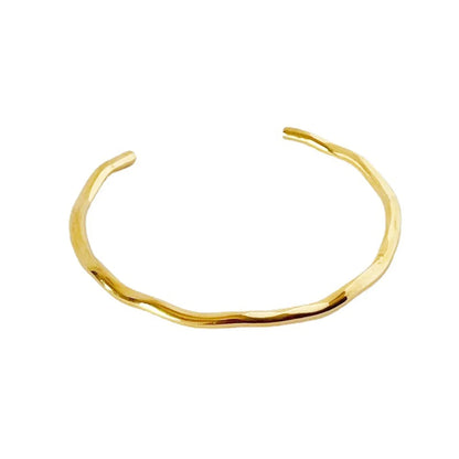 Simple Style Waves Titanium Steel Plating Bangle