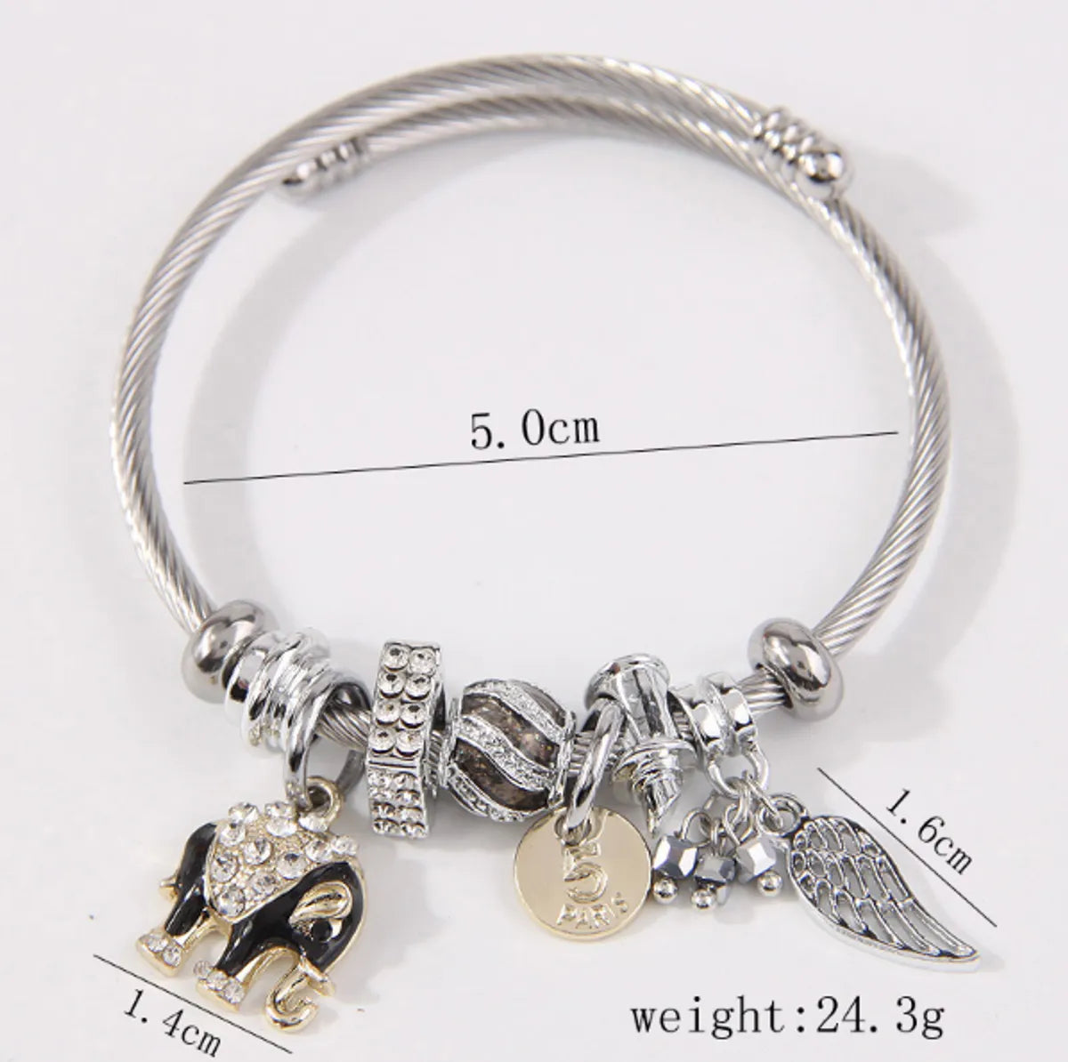 Simple Style Wings Elephant Stainless Steel Alloy Plating Inlay Rhinestones Women's Bangle