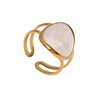 Simple Stylish Open Ring For Women With Geometric Enamel Design Gold Electroplated Stainless Steel Fashion Jewelry