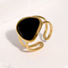 Simple Stylish Open Ring For Women With Geometric Enamel Design Gold Electroplated Stainless Steel Fashion Jewelry