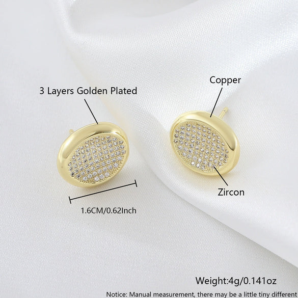 Simple Stylish Round Hoop Earrings For Women Copper Geometric Electroplated