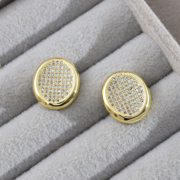 Simple Stylish Round Hoop Earrings For Women Copper Geometric Electroplated