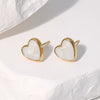 Simple Sweet Temperament All Match Love Shaped Stainless Steel Stud Earrings For Women With Oil Drop Gold Plated Waterproof And Electroplated