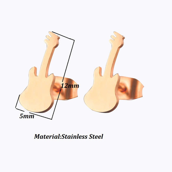 Simple Sweet Violin Jewelry Key Earrings Stainless Steel Jewelry For Wholesale Spot
