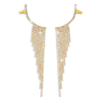 Simple Tassel Rhinestone Ear Needles Geometric New Long Earrings