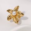 Simple Temperament Allmatch Flower Ring For Women Stainless Steel With French Cold Style And Electroplating