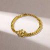 Simple Temperament Flower Stainless Steel Jewelry Bracelet And Necklace For Women With Electroplating Treatment