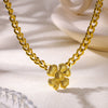 Simple Temperament Flower Stainless Steel Jewelry Bracelet And Necklace For Women With Electroplating Treatment
