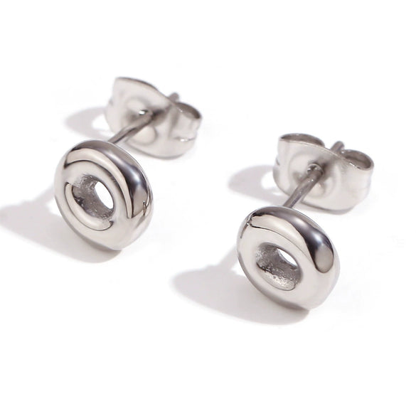 Simple Temperament Mini Bubble Letter Titanium Steel Earrings For Women 18K Gold Plated With Electroplating Process