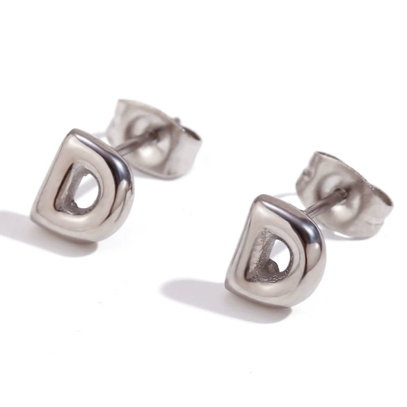 Simple Temperament Mini Bubble Letter Titanium Steel Earrings For Women 18K Gold Plated With Electroplating Process