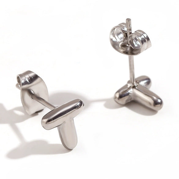 Simple Temperament Mini Bubble Letter Titanium Steel Earrings For Women 18K Gold Plated With Electroplating Process