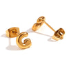 Simple Temperament Mini Bubble Letter Titanium Steel Earrings For Women 18K Gold Plated With Electroplating Process