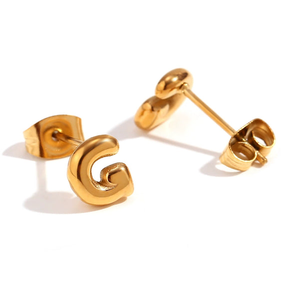 Simple Temperament Mini Bubble Letter Titanium Steel Earrings For Women 18K Gold Plated With Electroplating Process