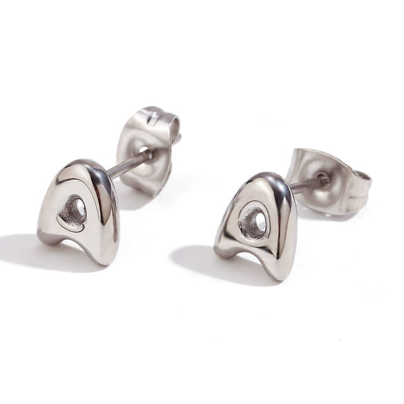 Simple Temperament Mini Bubble Letter Titanium Steel Earrings For Women 18K Gold Plated With Electroplating Process