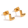 Simple Temperament Mini Bubble Letter Titanium Steel Earrings For Women 18K Gold Plated With Electroplating Process