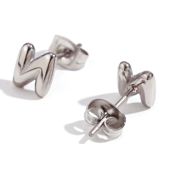 Simple Temperament Mini Bubble Letter Titanium Steel Earrings For Women 18K Gold Plated With Electroplating Process