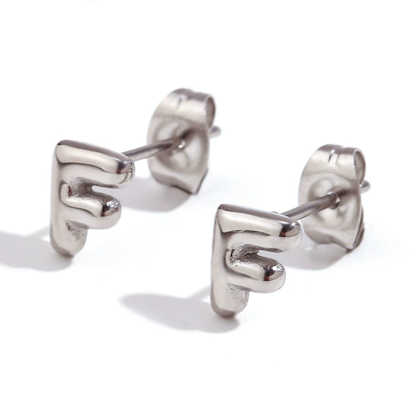 Simple Temperament Mini Bubble Letter Titanium Steel Earrings For Women 18K Gold Plated With Electroplating Process
