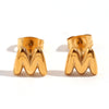 Simple Temperament Mini Bubble Letter Titanium Steel Earrings For Women 18K Gold Plated With Electroplating Process