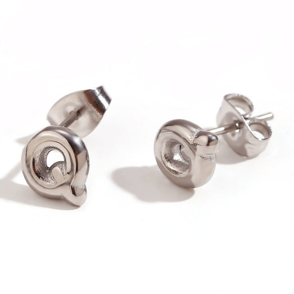 Simple Temperament Mini Bubble Letter Titanium Steel Earrings For Women 18K Gold Plated With Electroplating Process