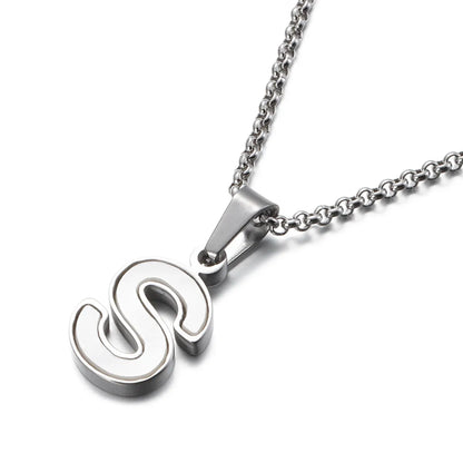 Shell Titanium Steel 18K Gold Plated Letter Necklace