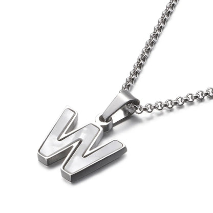 Shell Titanium Steel 18K Gold Plated Letter Necklace