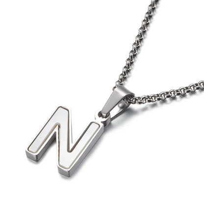 Shell Titanium Steel 18K Gold Plated Letter Necklace