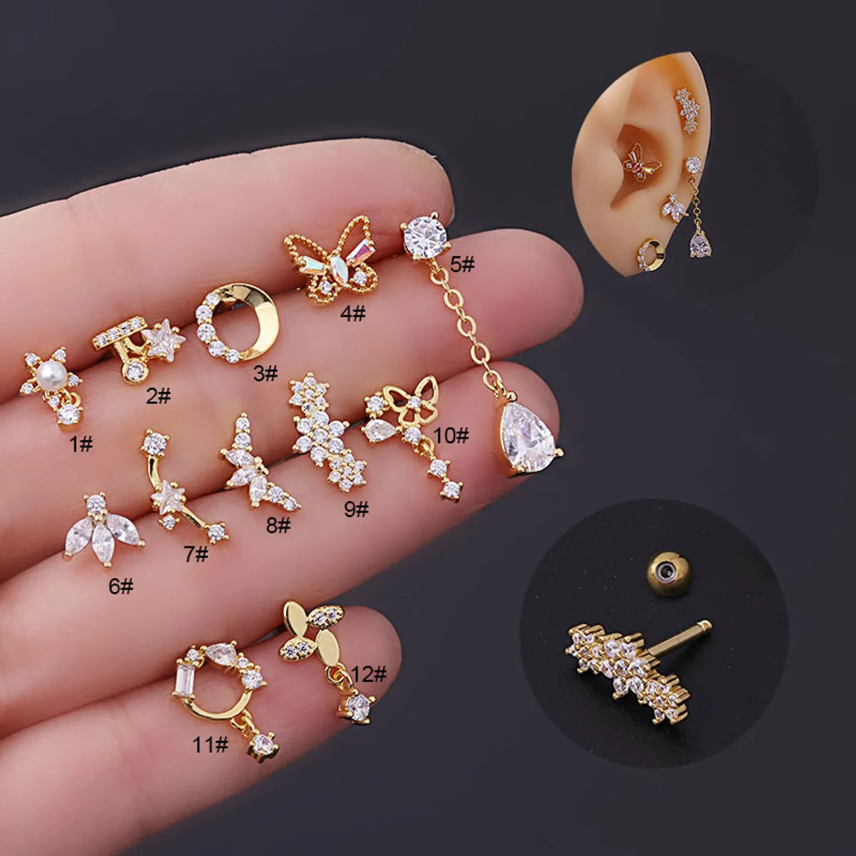 Fashion Flower Plating Metal Ear Studs