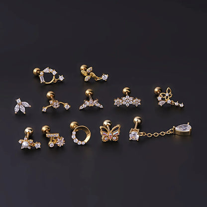 Fashion Flower Plating Metal Ear Studs