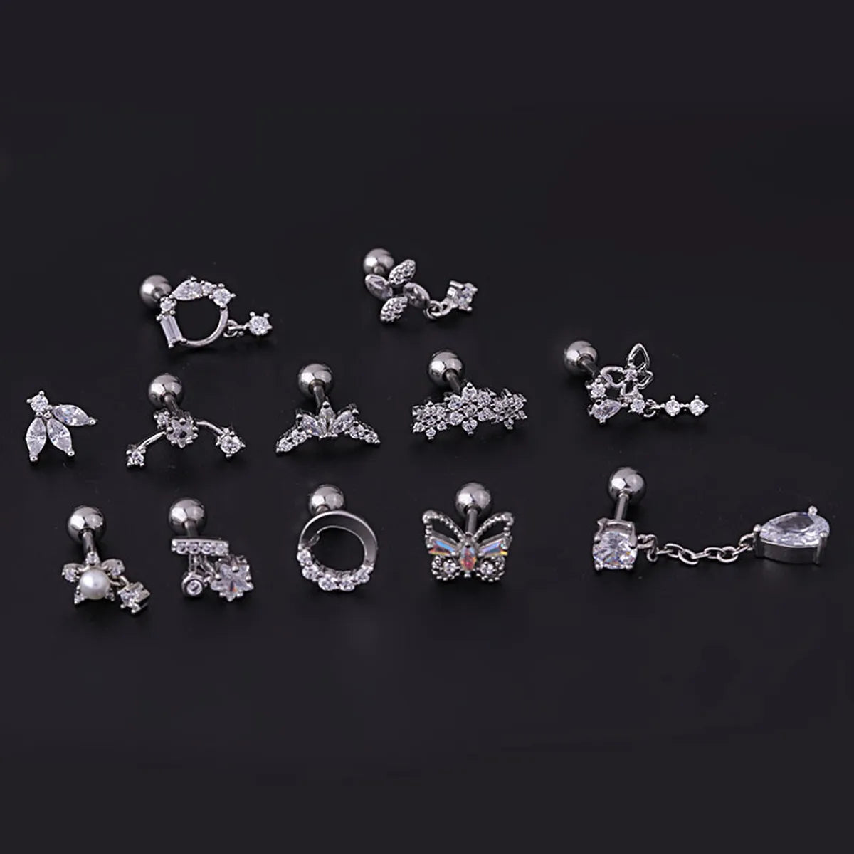 Fashion Flower Plating Metal Ear Studs