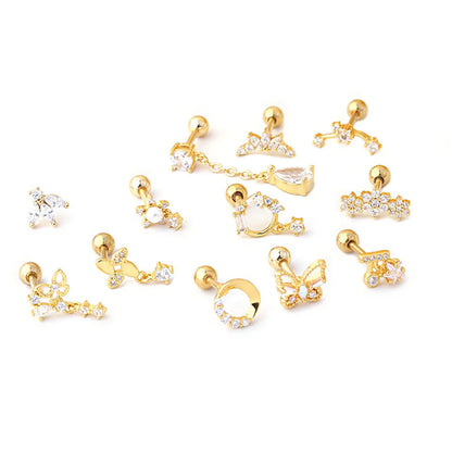 Fashion Flower Plating Metal Ear Studs