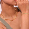 Simple Titanium Steel And Stainless Steel Plated 18K Gold Leaves Fishtail Chain Bracelet Anklet Necklace Set With Geometric Design And Electroplating Treatment