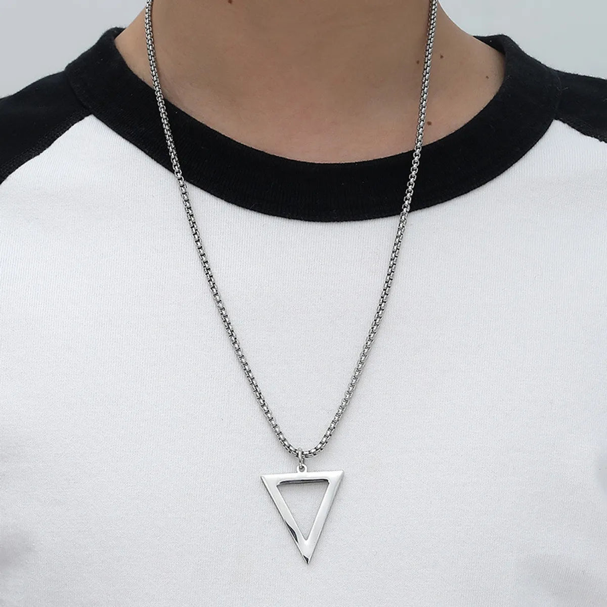 Simple Titanium Steel Black Triangle Necklace