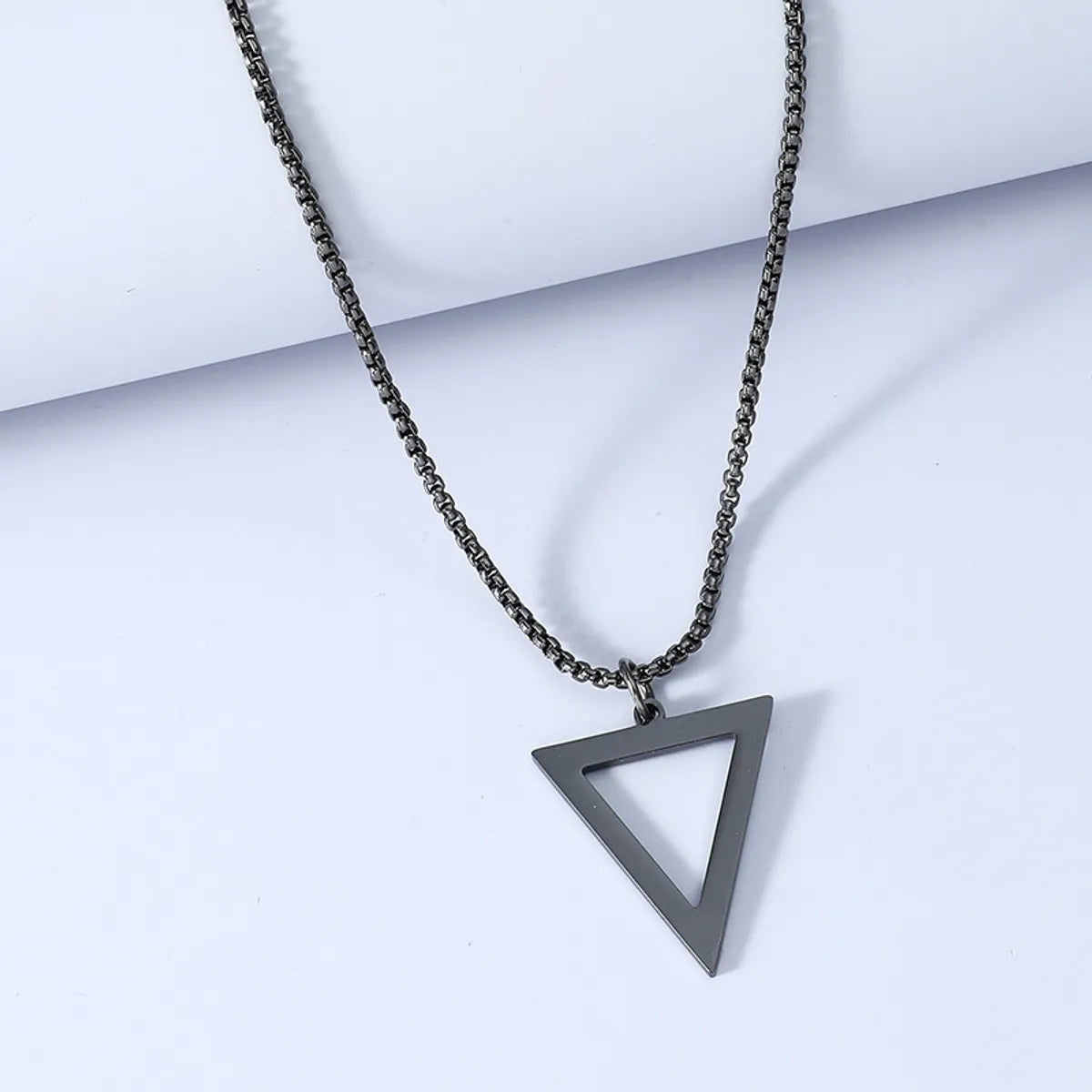 Simple Titanium Steel Black Triangle Necklace