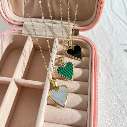 Wholesale Jewelry Fashion Heart 304 Stainless Steel No Inlaid 16K Gold Plated White Gold Plated Gold Plated Plating Necklace