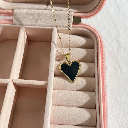 Wholesale Jewelry Fashion Heart 304 Stainless Steel No Inlaid 16K Gold Plated White Gold Plated Gold Plated Plating Necklace