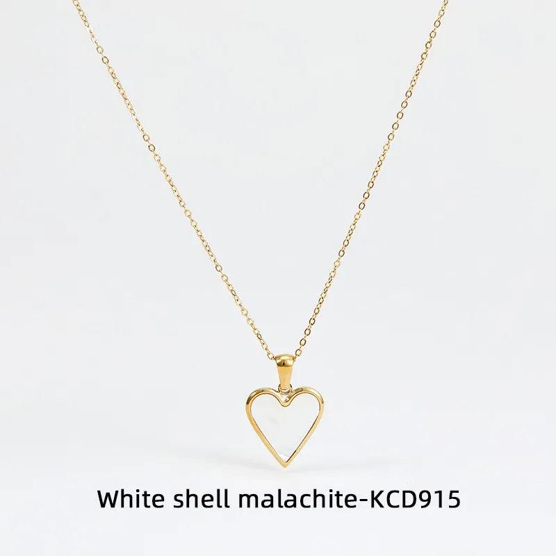 Wholesale Jewelry Fashion Heart 304 Stainless Steel No Inlaid 16K Gold Plated White Gold Plated Gold Plated Plating Necklace